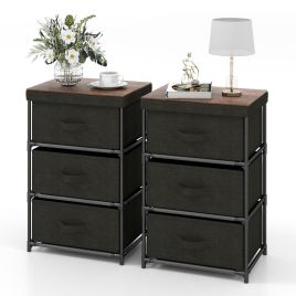 ORYEL Fabric Storage Organizer Tower Unit Set of 2 with Removable Lid-Black