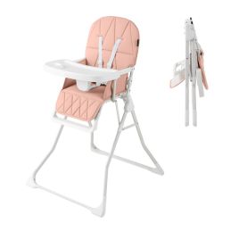 GLIMORIA Foldable Baby High Chair with Removable Adjustable Tray-Pink