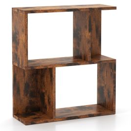 ELENLY 3-Tier Freestanding Bookshelf for Home Office-Rustic Brown