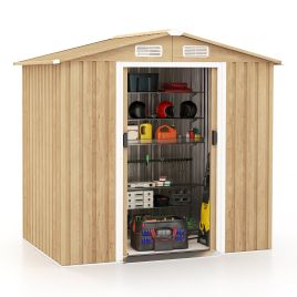 Garden Storage - Outdoor Storage Shed with 4 Vents and Lockable Doors-Natural