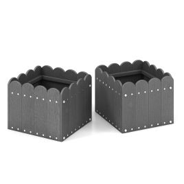 MOMYAR 2 Pack Square Planter Box with Drainage Gaps-Grey