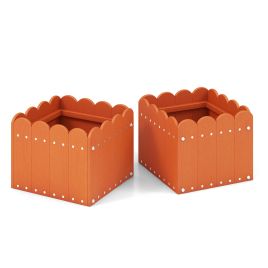 MOMYAR 2 Pack Square Planter Box with Drainage Gaps-Orange