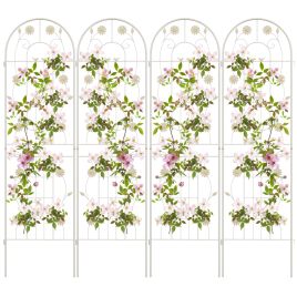Garden Trellis - 2/4 Pack Metal Garden Trellis 180 cm x 50 cm Wire Lattice Panel-White-4 Pack
