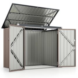 Outdoor Trash Can Storage Shed with Double Openings-Dark Grey