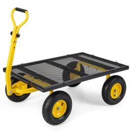 Utility Garden Cart with 180deg Rotating Handle and Removable Sides-Black