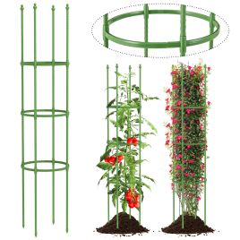2-Pack 145 cm Tall Garden Plant Support Garden Trellis for Potted Plants-Green