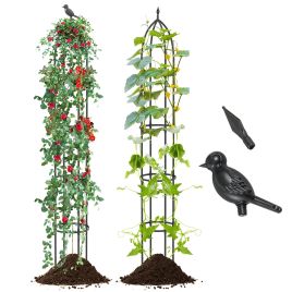 2-Pack 197 cm Garden Trellis for Climbing Plants-Black