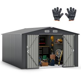 ZONEVA 426 cm x 300 cm Outdoor Storage Shed Large Garden Tool House-Dark Grey