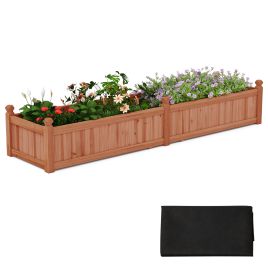 FIELSI Wood Raised Garden Bed with Divider and Drainage System-Rustic Brown