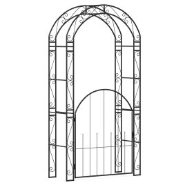 214cm Tall Garden Arch with Gate and Climbing Trellises