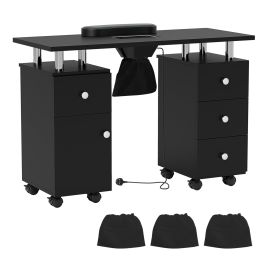 BRENTONOR Manicure Table with Electric Dust Collector-Black