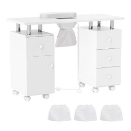 BRENTONOR Manicure Table with Electric Dust Collector-White
