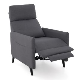 Linen Fabric Push Back Recliner Armchair with Adjustable Backrest and Footrest-Dark Grey