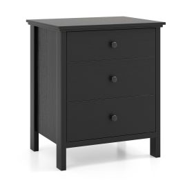XOXOLU Nightstand with 3 Drawer for Bedroom Compact Storage Chest-Black