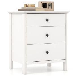 XOXOLU Nightstand with 3 Drawer for Bedroom Compact Storage Chest-White
