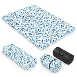 COREAR Japanese Floor Mattress with Washable Cover and Carry Bag-Blue and White-Compact Double