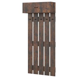 ARIV Entryway Wall Mounted Coat Rack Coat Rack with 5 Double Hooks and 2-Door Cabinet-Coffee