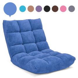 Coral Velvet Floor Gaming Chair with 14-Position Adjustable Back-Navy