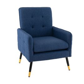 Linen Fabric Accent Chair Single Sofa with Removable Seat Cushion-Blue