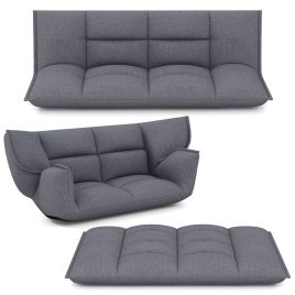 Floor Sofa Chair with 5-Postion Adjustable Backrest and Armrests-Grey