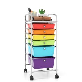 MOREAN 6 Drawers Storage Trolley with 4 Wheels for Makeup Beauty Salon-Multicolor