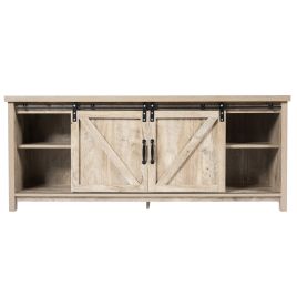 Modern TV Cabinet for 60-Inch TV Wooden Media Storage Shelves-Grey