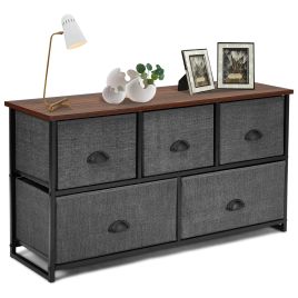 PLUM Black Chest of Drawers - Medium-sized, 5 Drawers