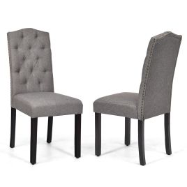 Dining Chair - Set of 2 Dining Chairs with Ergonomic High Backrest-Grey