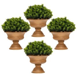 4 Pcss Mini Faux Pine Cone Tree Set with Pots - Green