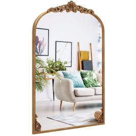 DRAYLEX 90 x 61cm Antiqued Gold Wall Mirror with Baroque Ornate Frame-M