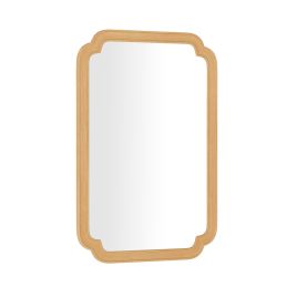 Rounded Corner Arch Wall Mirror for Bathroom Living Room-Natural