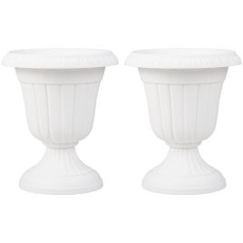 VIVEMY 46cm Tall Vintage Planters Set of 2 Urn Plastic Flower Pots-White