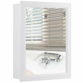 Bathroom Cabinet - Adjustable Wall Mounted Storage Cupboard with Mirror for Bathroom-White
