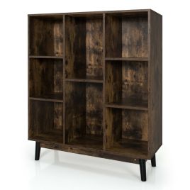 Display Rack - 8-Cube Storage Organizer with 2 Anti-Tipping Mechanisms-Dark Brown