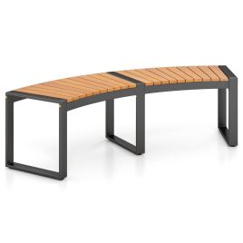 VITY Acacia Wood Fire Pit Bench with Slatted Seat Metal Legs-1 Pack
