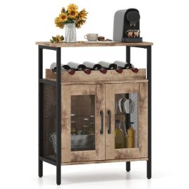 Industrial Kitchen Storage Cabinet for Dining Living Room -Oak