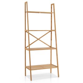 Bookcase - 4-Tier Freestanding Bookcase with Anti-Toppling Device for Living Room-Natural