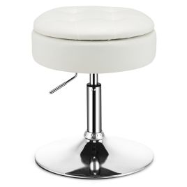 360 Swivel Vanity Stool with Removable Tray Lid - White