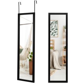 Full Length Over the Door Mirror with Hanging Hooks for Bedroom - Black