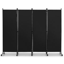 Room Divider - 4-Panel Folding Room Divider with Wheels for Living Room Bedroom -Black