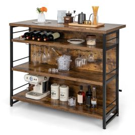 IVTYRA Industrial Home Bar Unit with 3 Open Shelves-Brown