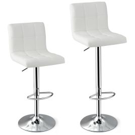 PU Leather Bar Chairs with Adjustable Height for Kitchen Island and Pub-White