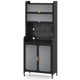 Kitchen Pantry Storage Cabinet with Large Countertop-Black