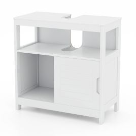 Bathroom Cabinet - Bathroom Sink Cupboard Under Sink Vanity Cabinet with Sliding Doors-White