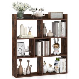 RIVIVI 7 Cubes Open-back Bookshelf Home Storage Display Shelf-Coffee