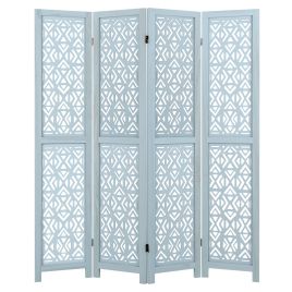 165cm 4-Panel Wooden Room Divider with Carved Cutout Pattern and Solid Wood Frame-4-Panel