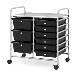 ELANSI 9-Drawer Rolling Storage Cart Tools Scrapbook Paper Organizer-Black