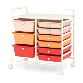 ELANSI 9-Drawer Rolling Storage Cart Tools Scrapbook Paper Organizer-Red