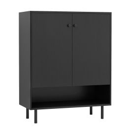 LUNEXA Sideboard Buffet Cabinet 2-Door Kitchen Storage Cabinet for Dining Room Living Room-Black