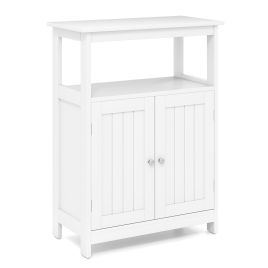 ZEDAUR Bathroom Floor Cabinet with Open Shelf and Adjustable Shelf-White